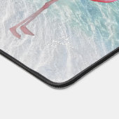 かわいいピンクのフラミンゴス熱帯ビーチカスタマイズ デスクマット (コーナー)