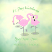 かわいいピンクのフラミンゴトリオ漫画イラストレーション ウィンドウサイン (シート3)