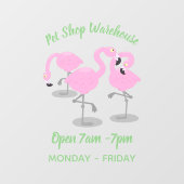 かわいいピンクのフラミンゴトリオ漫画イラストレーション ウィンドウサイン (シート)