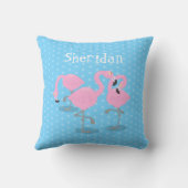 かわいいピンクのフラミンゴトリオ漫画イラストレーション クッション (裏面)