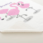 かわいいピンクのフラミンゴトリオ漫画イラストレーション シェルパブランケット (3/4)