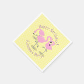 かわいいピンクのフラミンゴトリオ漫画イラストレーション スタンダードカクテルナプキン (角)