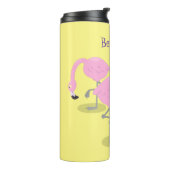 かわいいピンクのフラミンゴトリオ漫画イラストレーション タンブラー (回転左)