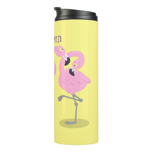 かわいいピンクのフラミンゴトリオ漫画イラストレーション タンブラー (回転右)