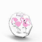 かわいいピンクのフラミンゴトリオ漫画イラストレーション フォトブロック (右)