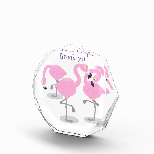 かわいいピンクのフラミンゴトリオ漫画イラストレーション フォトブロック (右)