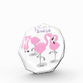 かわいいピンクのフラミンゴトリオ漫画イラストレーション フォトブロック (左)