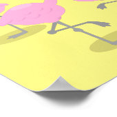 かわいいピンクのフラミンゴトリオ漫画イラストレーション ポスター (角)