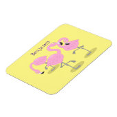 かわいいピンクのフラミンゴトリオ漫画イラストレーション マグネット (左側)