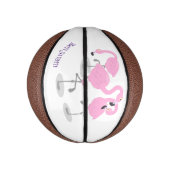 かわいいピンクのフラミンゴトリオ漫画イラストレーション ミニバスケットボール (縦)