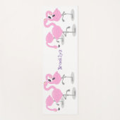 かわいいピンクのフラミンゴトリオ漫画イラストレーション ヨガマット (正面)