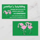 かわいいピンクのフラミンゴトリオ漫画イラストレーション 名刺 (正面/裏面)