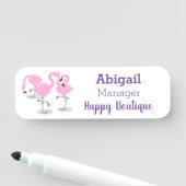 かわいいピンクのフラミンゴトリオ漫画イラストレーション 名札 (インサイチュ)