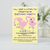 かわいいピンクのフラミンゴトリオ漫画イラストレーション 招待状 (スタンド正面)