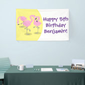 かわいいピンクのフラミンゴトリオ漫画イラストレーション 横断幕 (トレードショー)