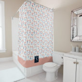 かわいいピンクのフラミンゴパターンモノグラム シャワーカーテン (インサイチュ)