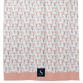 かわいいピンクのフラミンゴパターンモノグラム シャワーカーテン (正面)