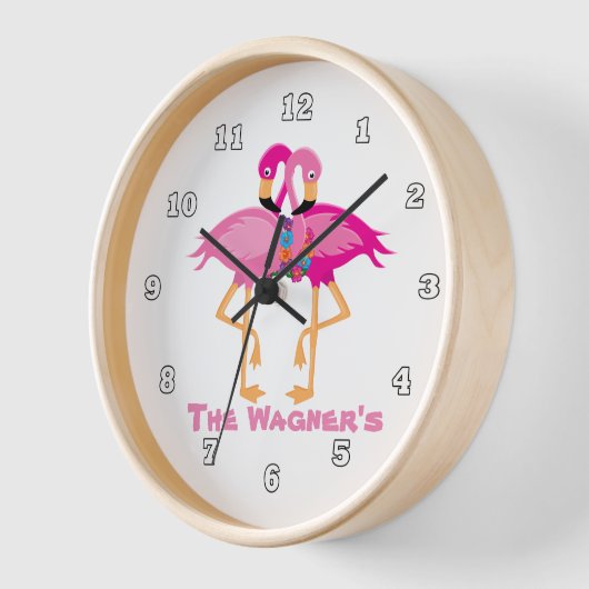 かわいいピンクのフラミンゴビーチハウスデコール 壁時計 (傾斜)
