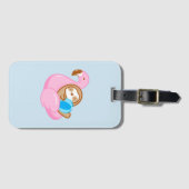 かわいいピンクのフラミンゴフロートスロートラゲッジタグ ラゲッジタグ (正面横)