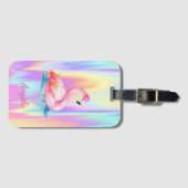かわいいピンクのフラミンゴホログラフィック ラゲッジタグ (正面横)