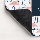 かわいいピンクのフラミンゴモノグラム マウスパッド (コーナー)