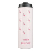 かわいいピンクのフラミンゴ名前をカスタムするピンク タンブラー (正面)