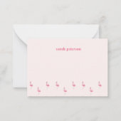 かわいいピンクのフラミンゴ名前をカスタムするピンク ノートカード (正面)