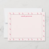 かわいいピンクのフラミンゴ名前をカスタムするピンク ノートカード (正面)