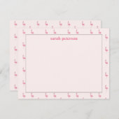 かわいいピンクのフラミンゴ名前をカスタムするピンク ノートカード (正面/裏面)