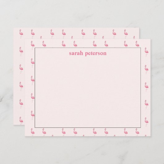 かわいいピンクのフラミンゴ名前をカスタムするピンク ノートカード