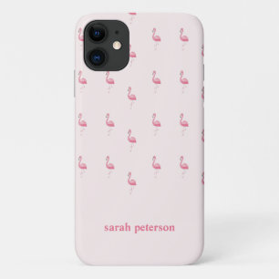 かわいいピンクのフラミンゴ名前をカスタムするピンク iPhone 11 ケース