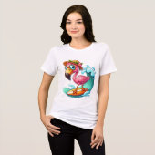 かわいいピンクのフラミンゴ好き トライブレンドTシャツ (正面全面)