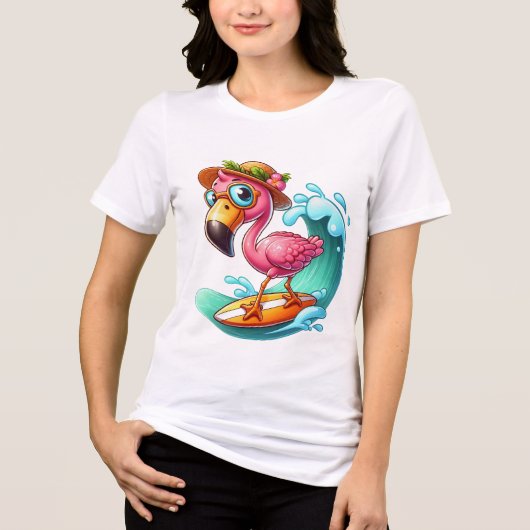 かわいいピンクのフラミンゴ好き トライブレンドTシャツ (正面)