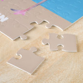 かわいいピンクのフラミンゴ恋人を追加の名前ビーチ ジグソーパズル (側面)