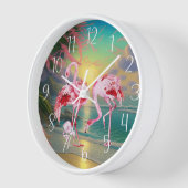 かわいいピンクのフラミンゴ愛好家ビーチハウス 壁時計 (傾斜)