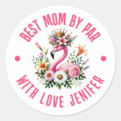 かわいいピンクのフラミンゴ春熱帯花 ラウンドシール (正面)