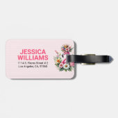 かわいいピンクのフラミンゴ春熱帯花 ラゲッジタグ (裏面横)