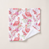 かわいいピンクのフラミンゴ柄のビーチデコールタオル バスタオルセット (ウォッシュタオル)