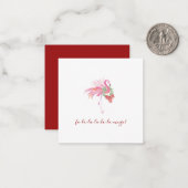 かわいいピンクのフラミンゴ水の色ミニクリスマス ノートカード (正面/裏面インサイチュ)