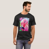 かわいいピンクのフラミンゴ水彩画の鳥画 Tシャツ (正面フル)