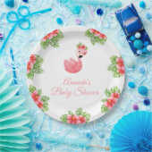 かわいいピンクのフラミンゴ熱帯の花ベビーシャワー ペーパープレート (パーティー)