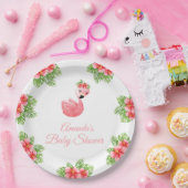かわいいピンクのフラミンゴ熱帯の花ベビーシャワー ペーパープレート (パーティー)