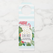 かわいいピンクのフラミンゴ熱帯テーマ応援! ボトルネックタグ (正面)