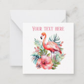 かわいいピンクのフラミンゴ追加ネームビーチ ノートカード (正面)