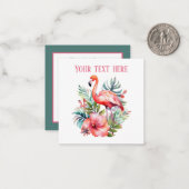 かわいいピンクのフラミンゴ追加ネームビーチ ノートカード (正面/裏面インサイチュ)