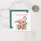 かわいいピンクのフラミンゴ追加ネームビーチ ノートカード (正面/裏面インサイチュ)