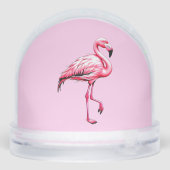 かわいいピンクのフラミンゴ雪の球体 (裏面)