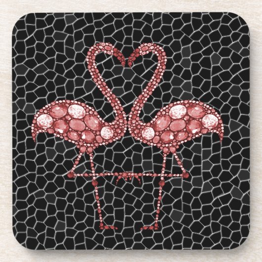 かわいいピンクのフラミンゴ コースター (正面)