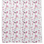 かわいいピンクのフラミンゴ シャワーカーテン (正面)