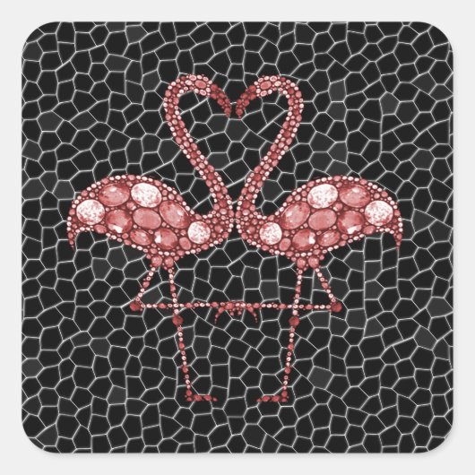 かわいいピンクのフラミンゴ スクエアシール (正面)